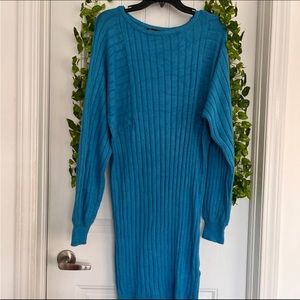 Blue Knitted Sweater Dress